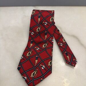 Amherst And Brock Silk Novelty Men's Neck Tie Golf Theme Print Red Golfer
